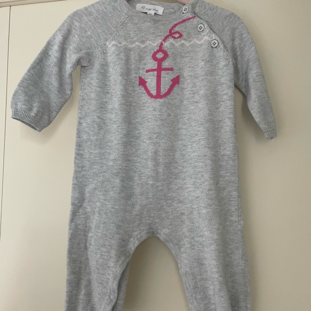 Angel Dear Gray and Pink Knit Anchor Jumper 3-6 Months